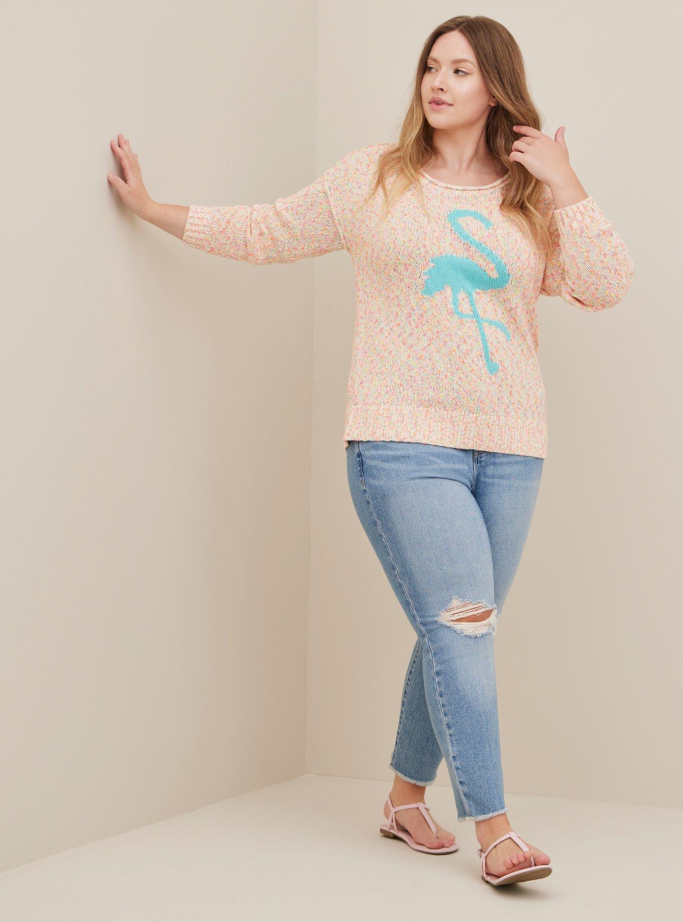 Flamingo - Multicolor on Heather Grey Triblend Womens Dolman T