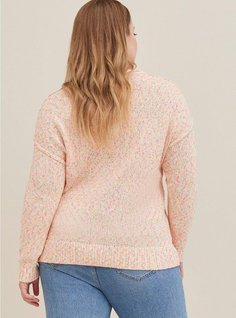 Pullover Sweater - Marled Cotton Flamingo Pink, MULTI, alternate