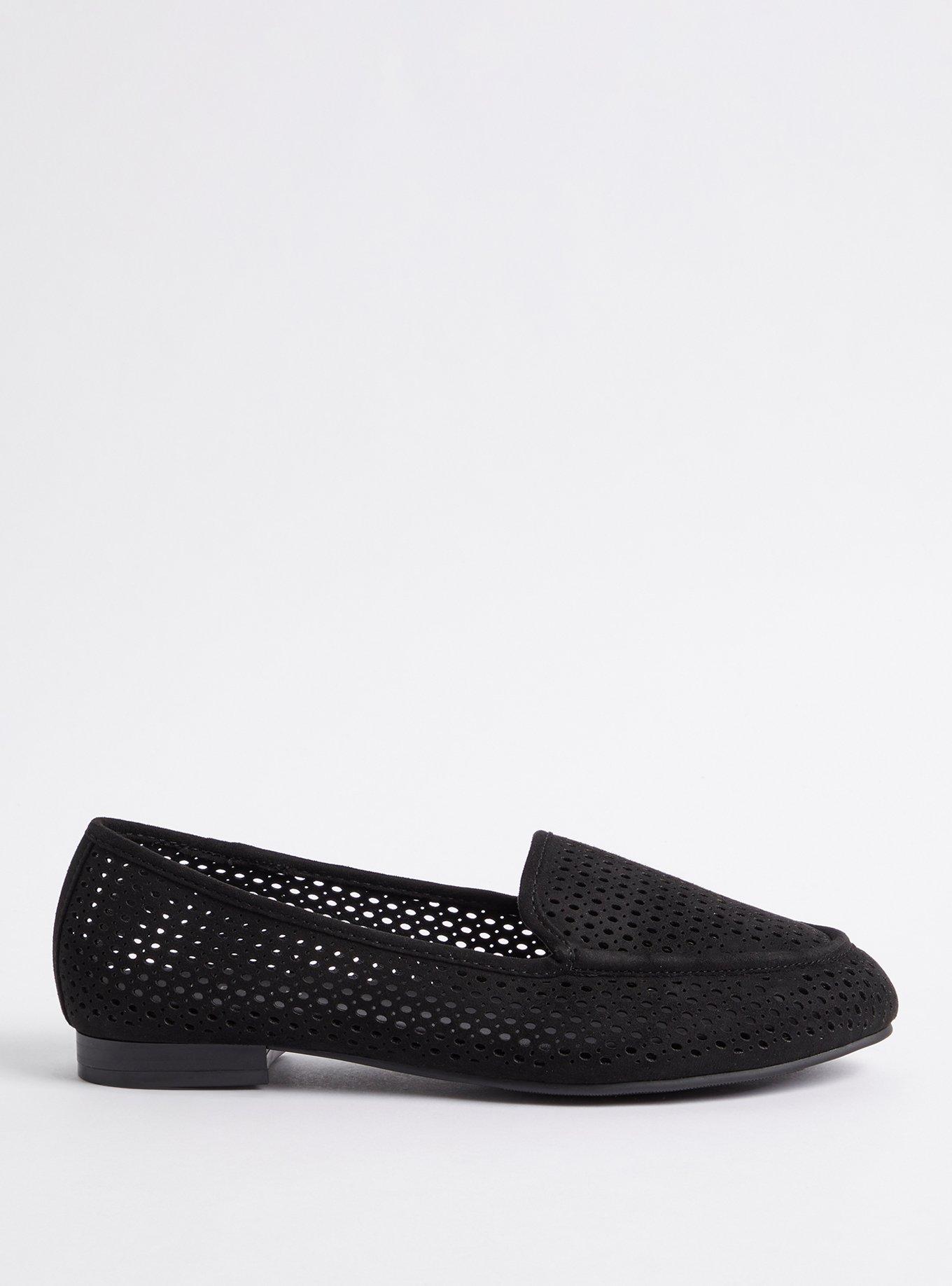 Plus Size Perforated Loafer (WW), BLACK, alternate
