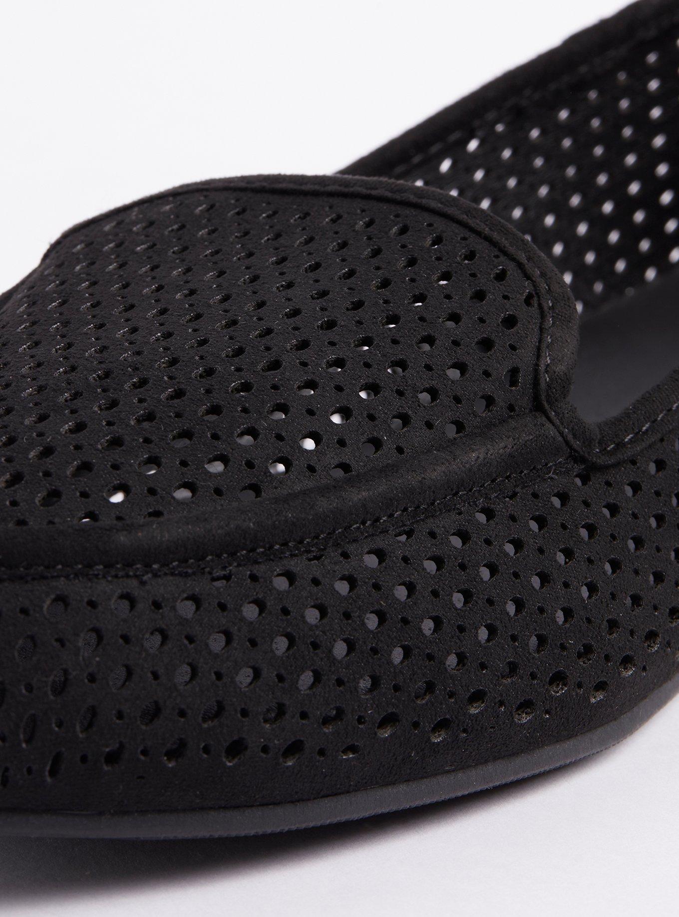 Plus Size Perforated Loafer (WW), BLACK, alternate