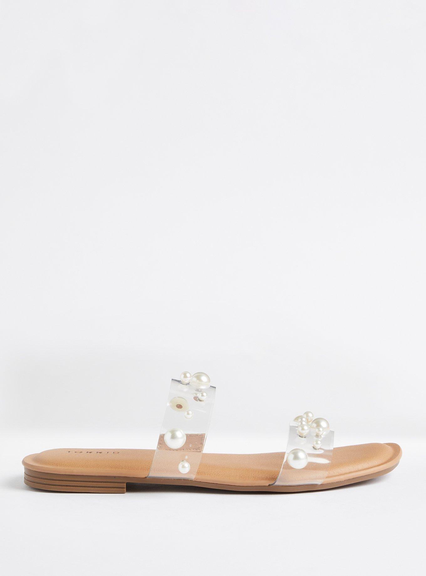 Pearl Band Slide Sandal - Clear & Beige (WW), CLEAR, alternate