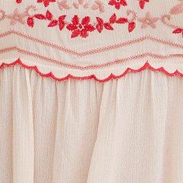 Plus Size Embroidered Babydoll Top - Gauze Blush & Red, BLUSH, swatch