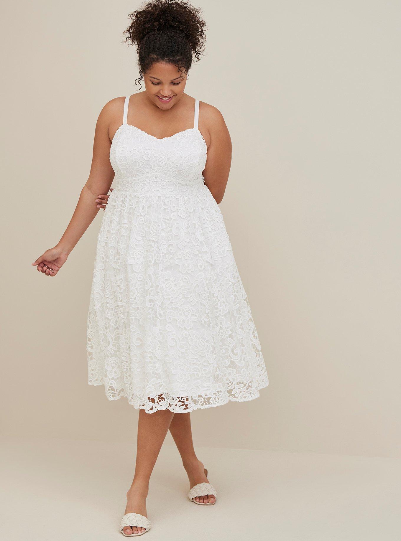 Plus Size - Crochet Lace Sweetheart Midi Dress - Lace White - Torrid