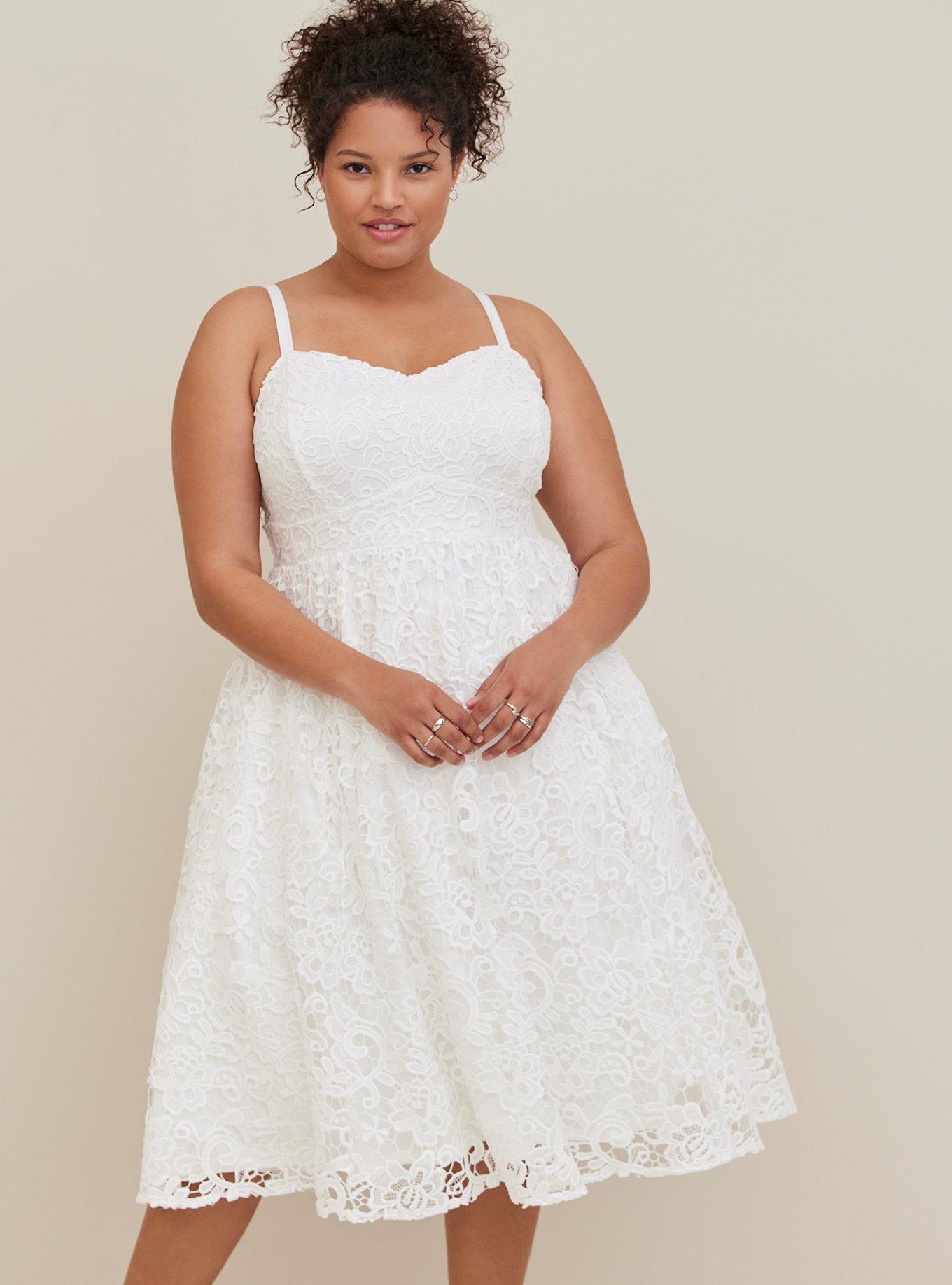 Plus Size - Crochet Lace Sweetheart Midi Dress - Lace White - Torrid