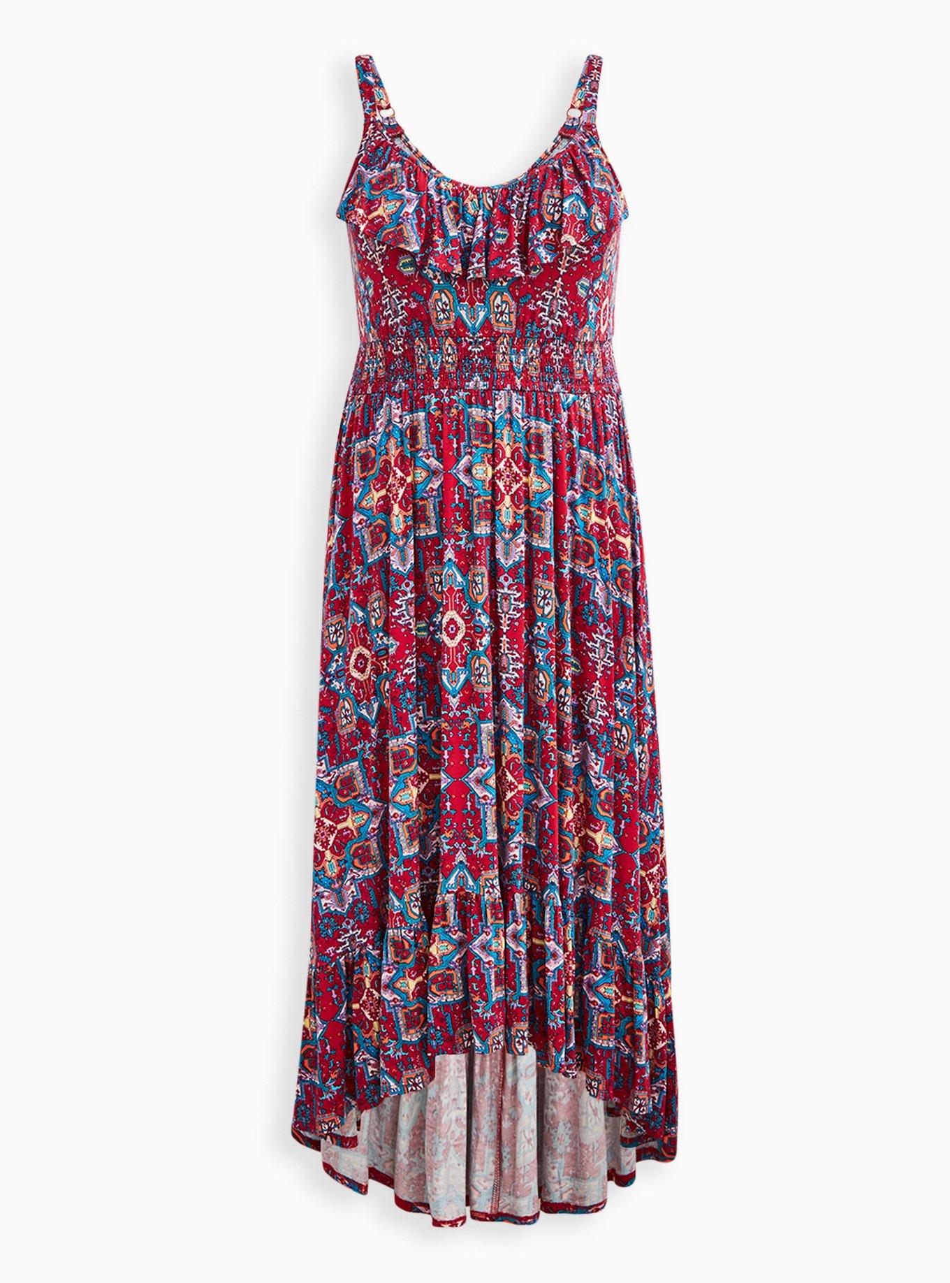 Ruffle Hi-Low Maxi Dress - Jersey Floral, FLORAL MULTI, hi-res