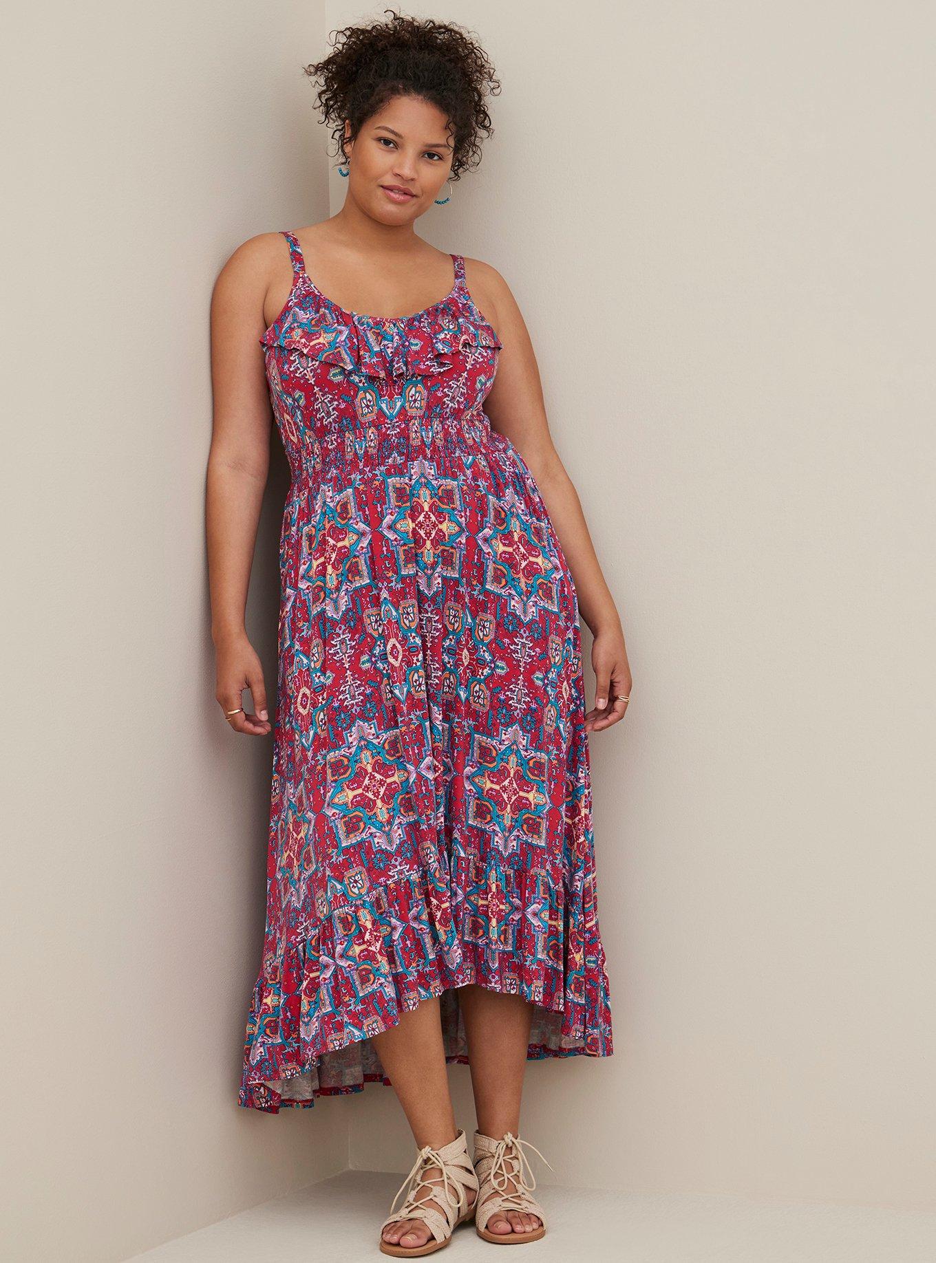Ruffle Hi-Low Maxi Dress - Jersey Floral, FLORAL MULTI, hi-res