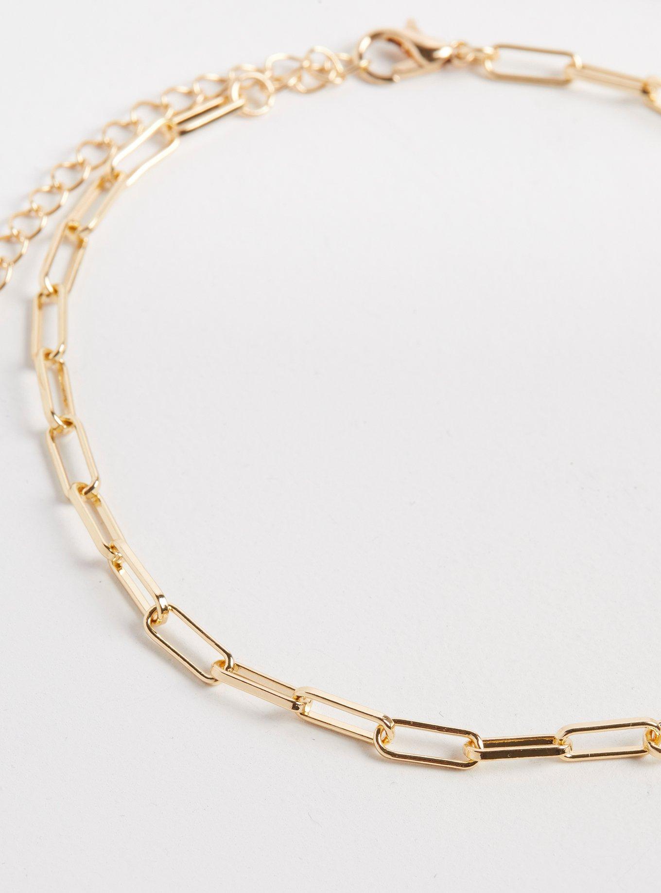 Matte Metal Link Anklet - Set of 3, , alternate