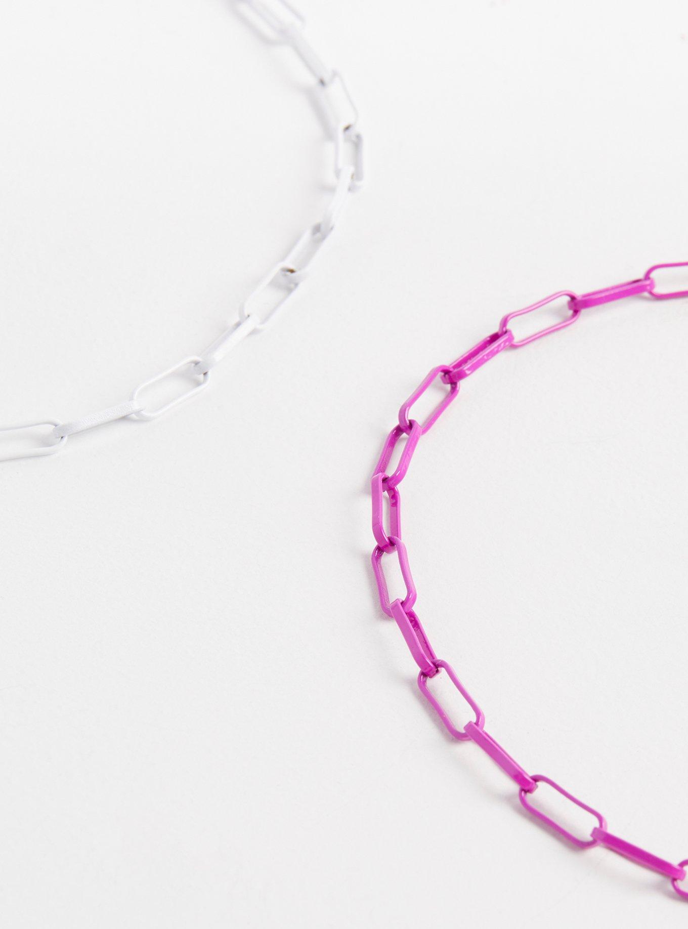 Matte Metal Link Anklet - Set of 3, , alternate