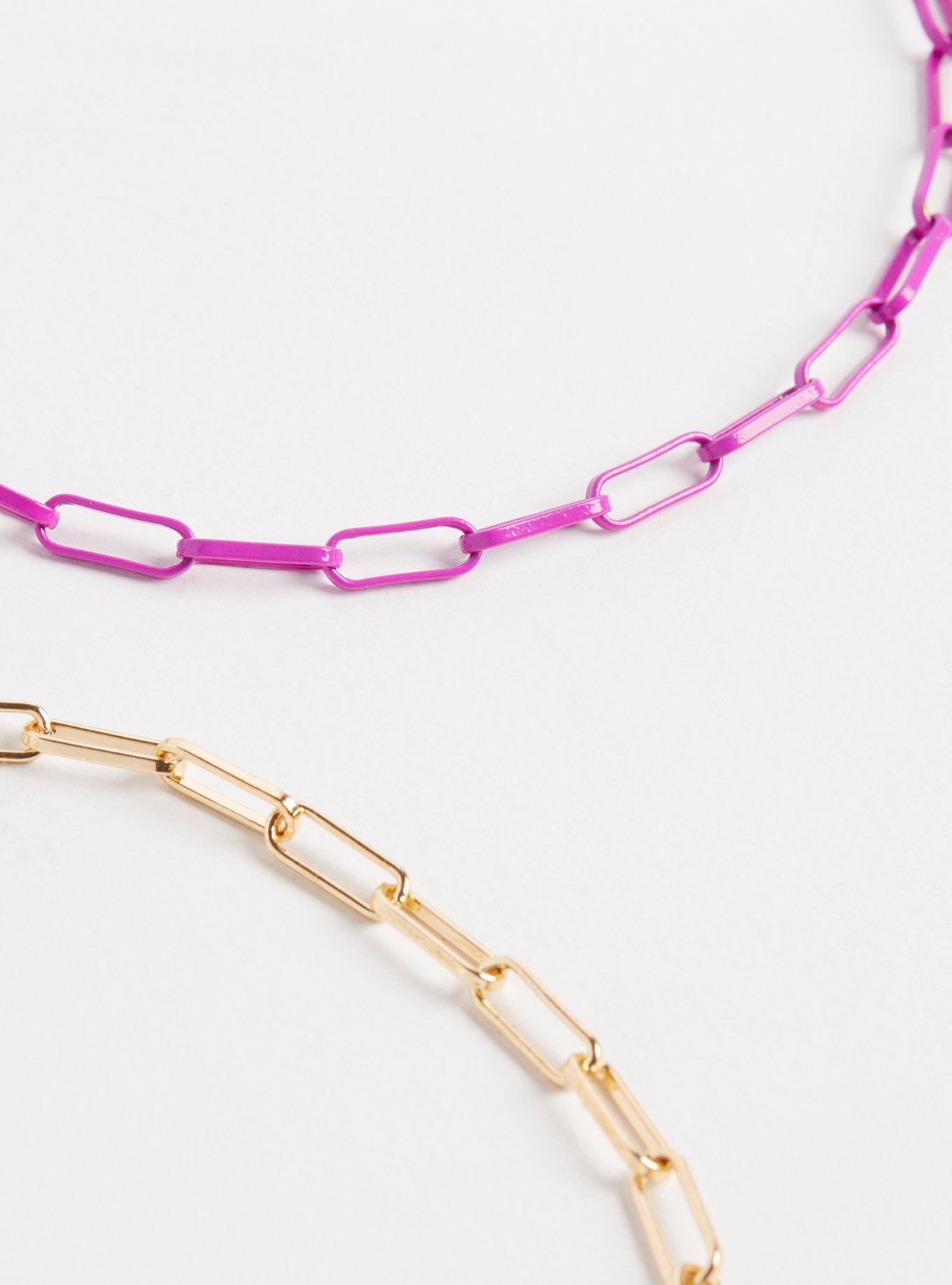 Matte Metal Link Anklet - Set of 3, , alternate