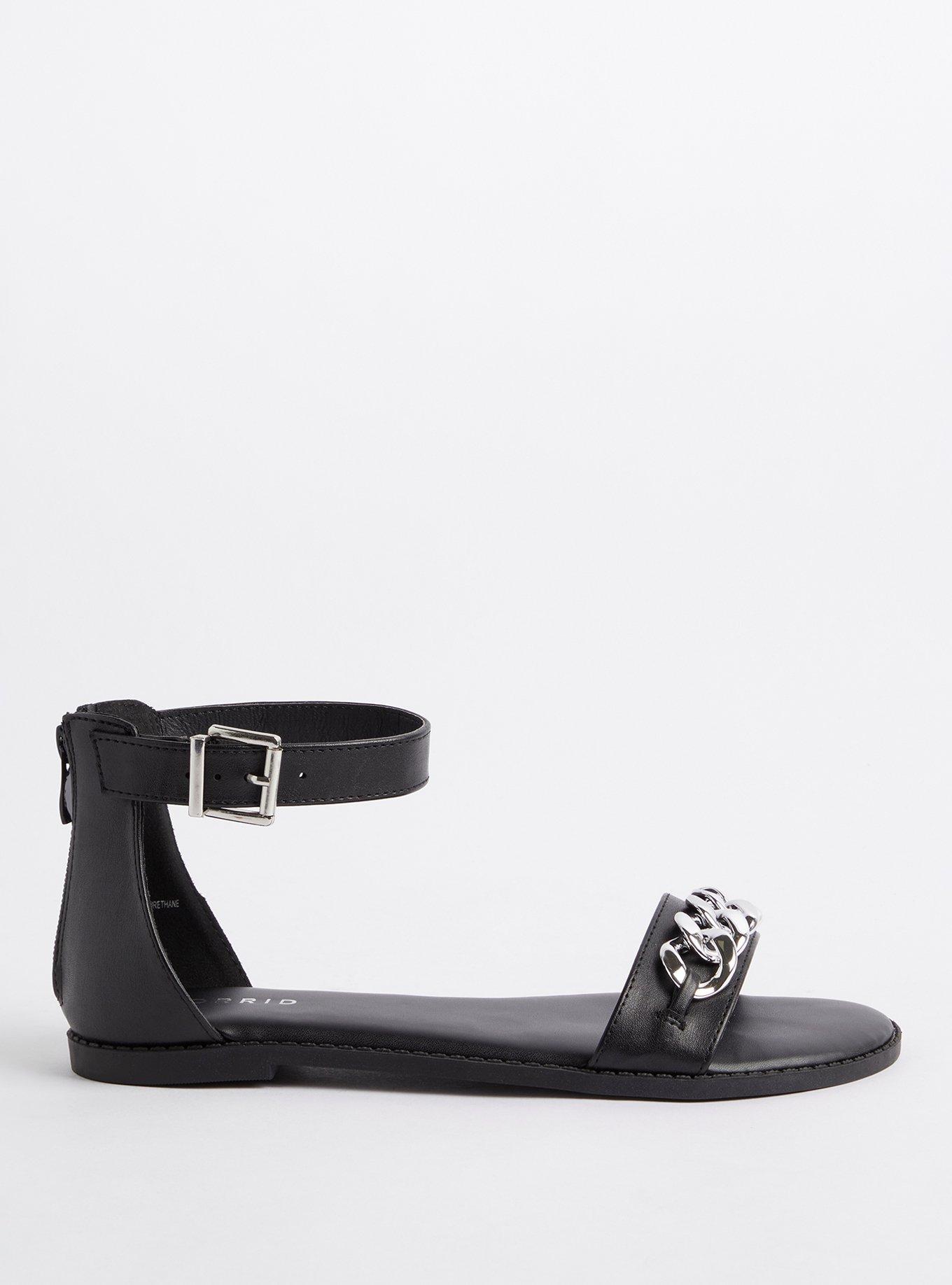 Double Band Chain Strap Sandal - Black & Silver (WW)