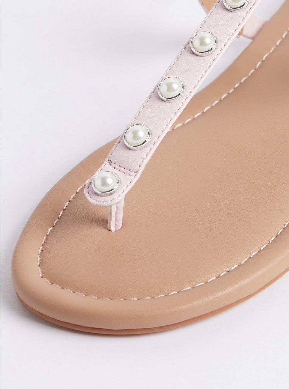 Plus Size Pearl T-Strap Sandal (WW), PINK, alternate