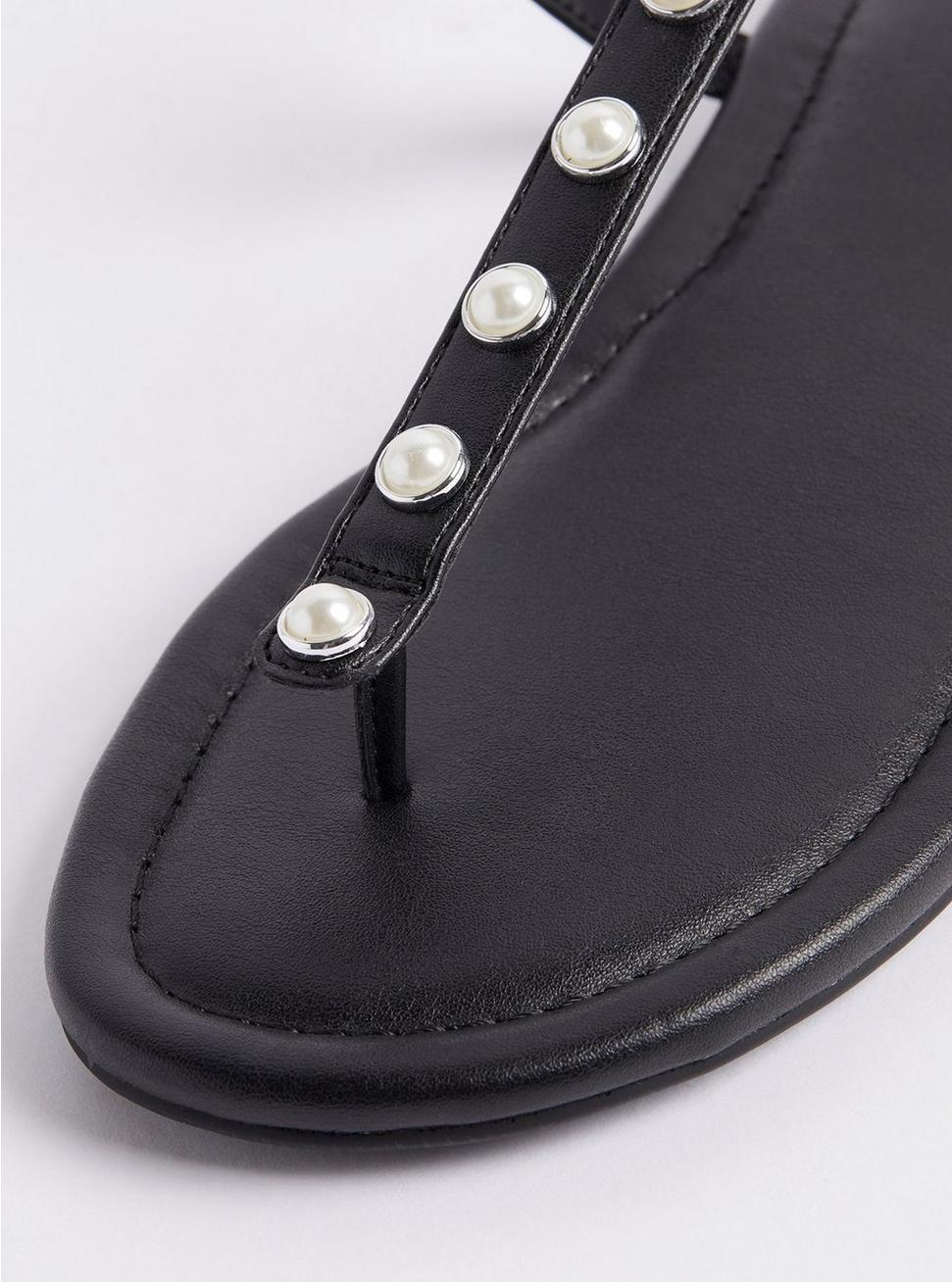 Pearl T-Strap Sandal (WW), BLACK, alternate