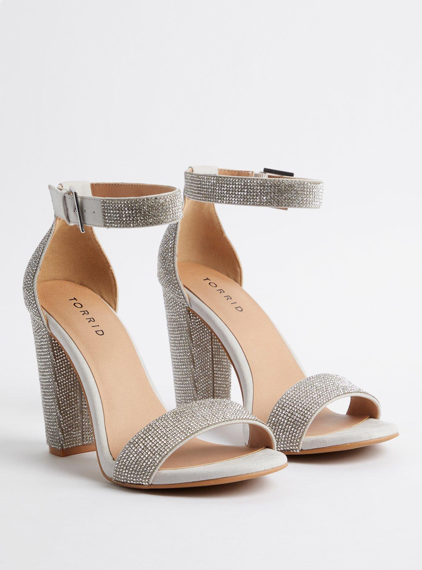 Wide width silver block on sale heels