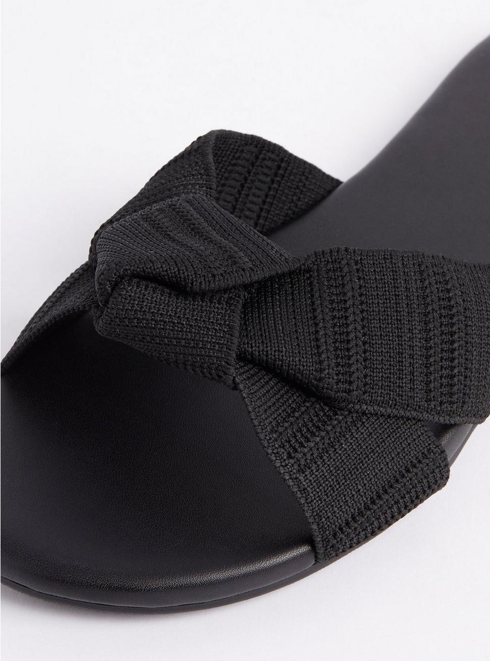 Plus Size Stretch Twist Bow Slide Sandal (WW), BLACK, alternate