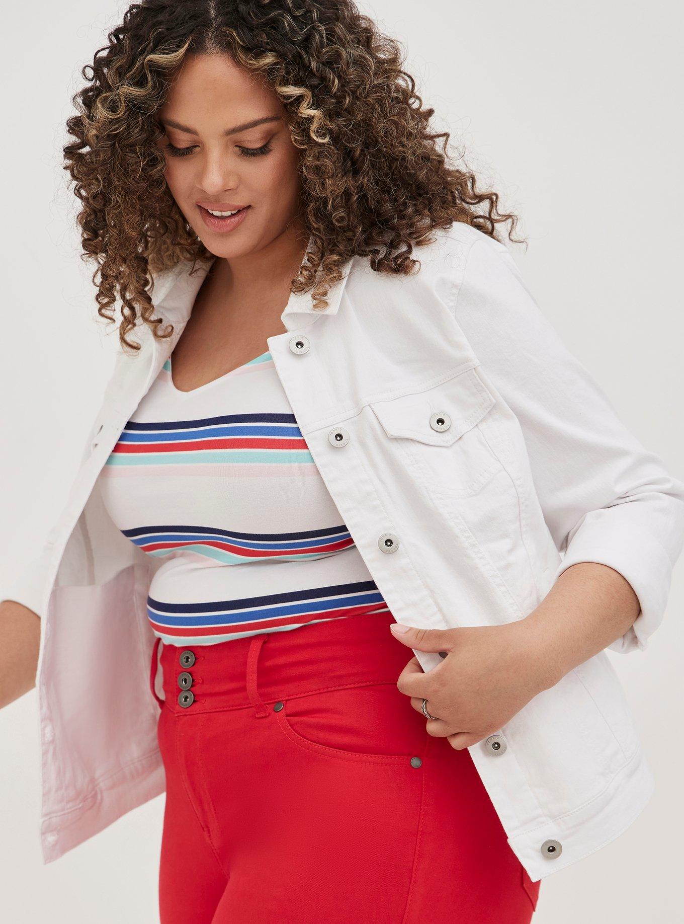 Women's plus size white hotsell denim jacket