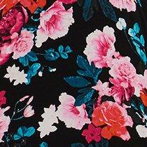 Hanky Hem Ruffle Skater Midi Dress - Gauze Floral Black, FLORAL BLACK, swatch