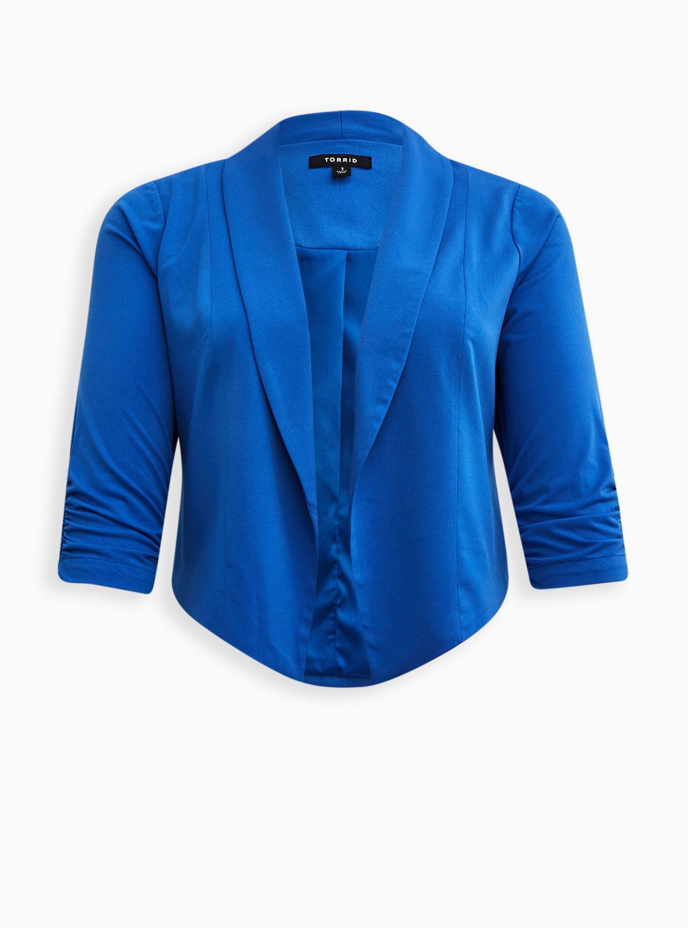 Light Crepe Ruched Sleeve Blazer