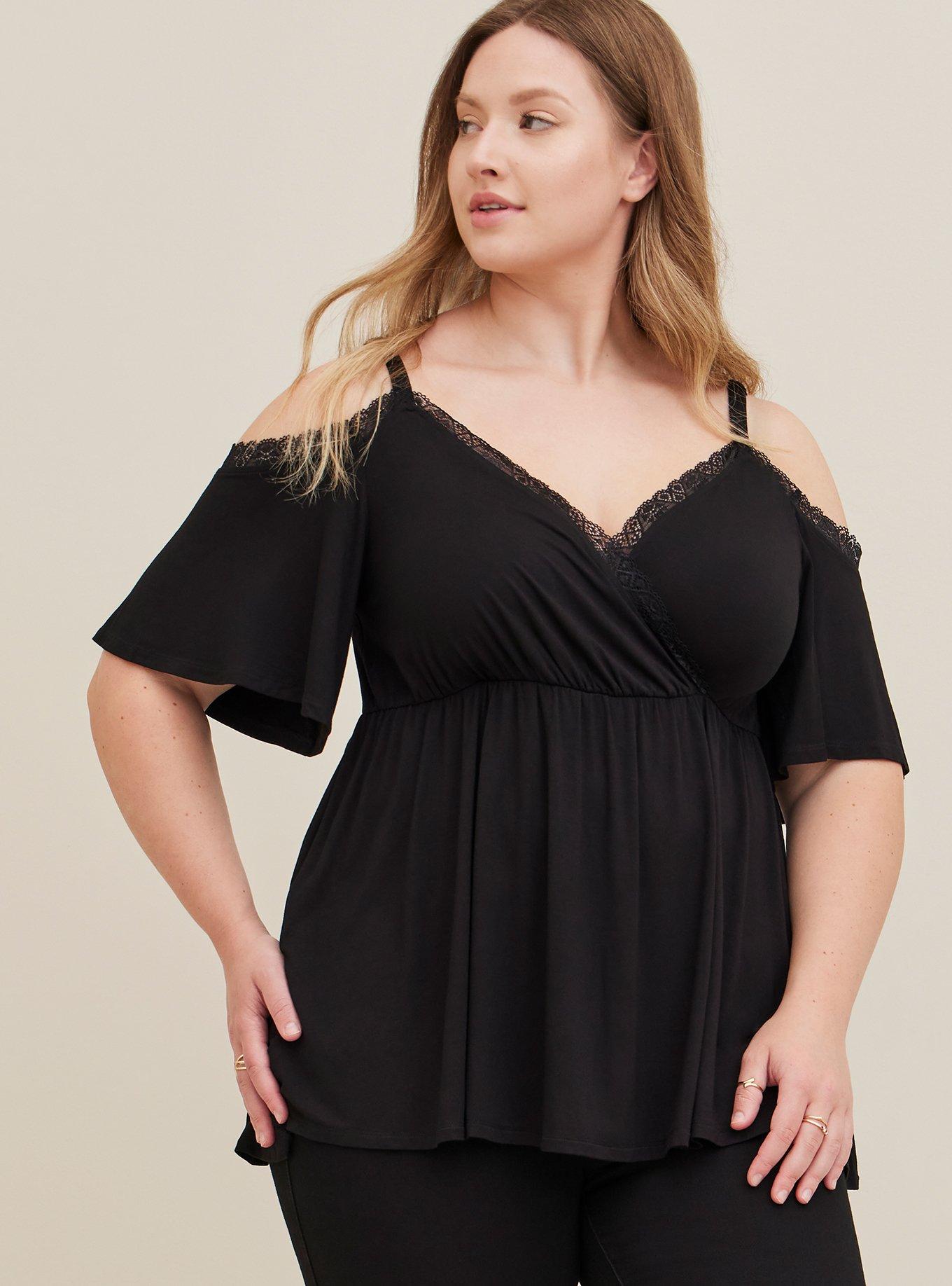 Plus Size - Black Lace Surplice Tankini - Torrid