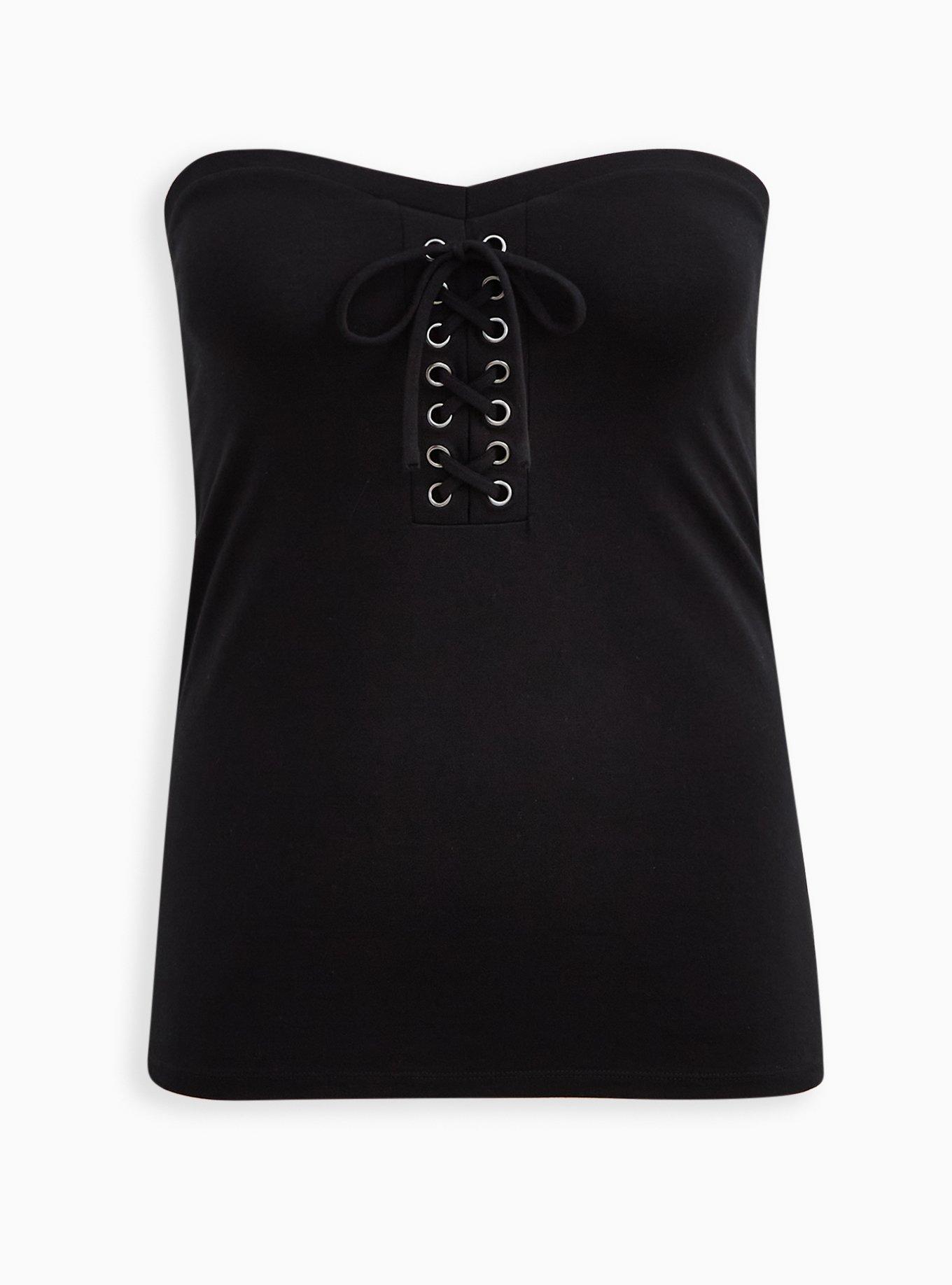 Plus Size - Lace-Up Tube Top - Foxy Black - Torrid