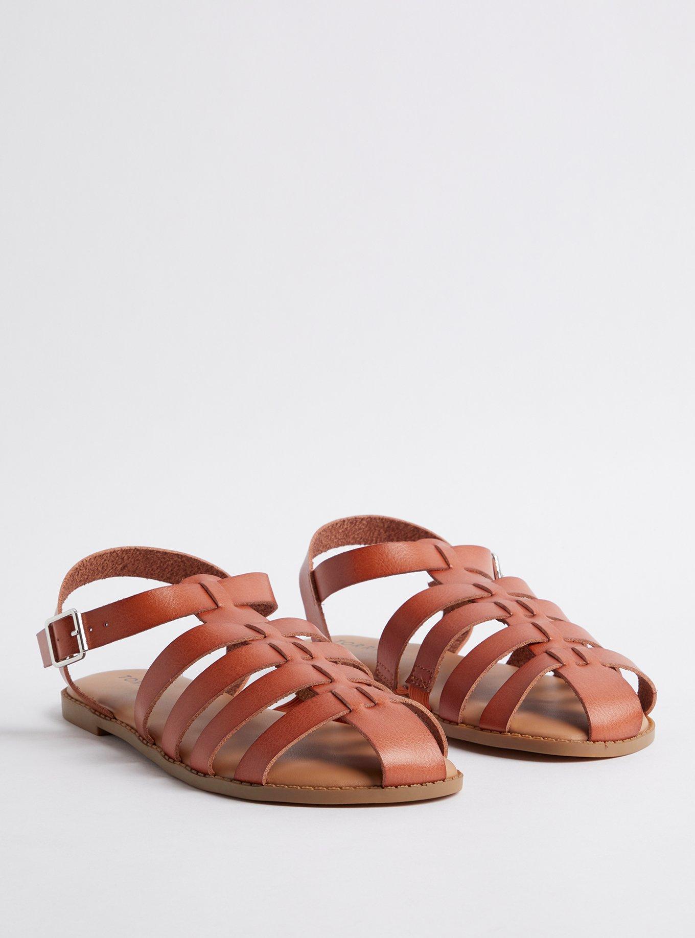 Faux Leather Fisherman Sandal (WW), COGNAC, hi-res