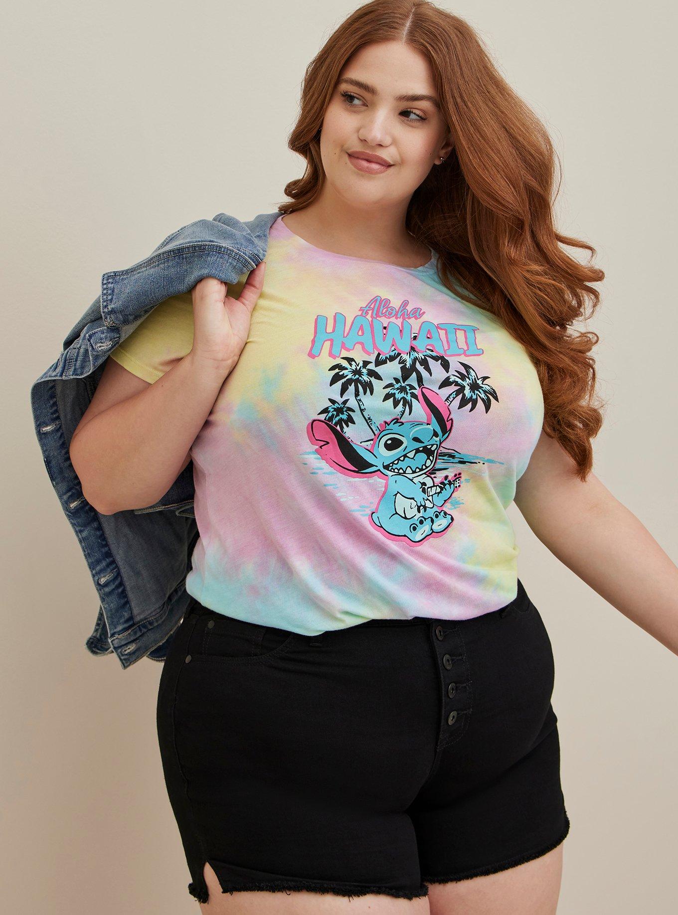 Plus Size Disney Lilo & Stitch Distressed Top - Triblend Jersey Aloha Stitch Tie-Dye Multi, MULTI TIE DYE, alternate
