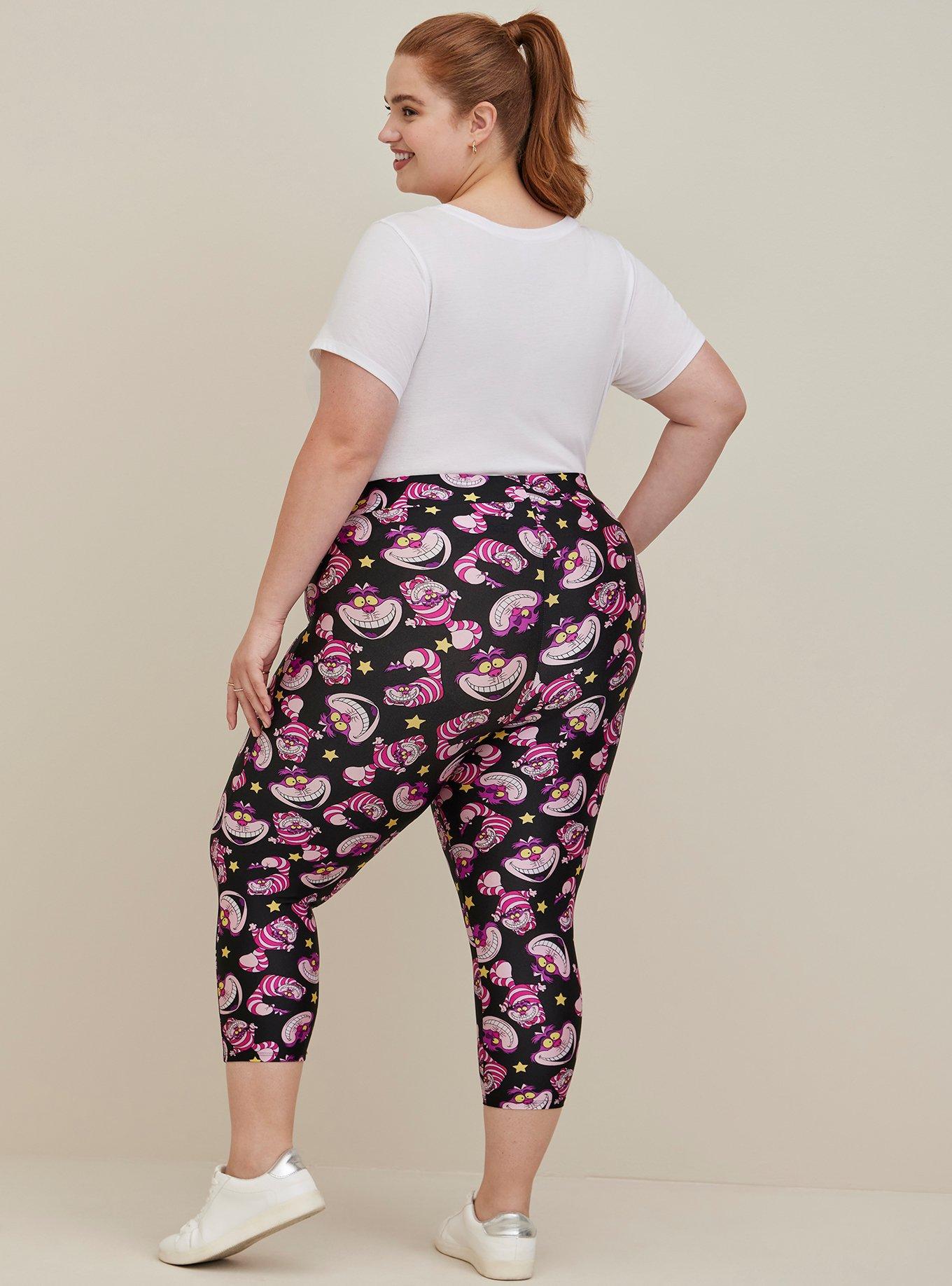 Plus Size - Disney Alice In Wonderland Platinum Capri Legging - Liquid  Black Cheshire Cat - Torrid