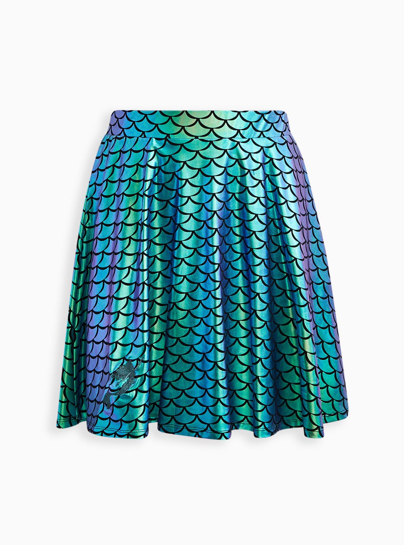 Plus Size Disney The Little Mermaid Skater Skirt Scuba Shiny