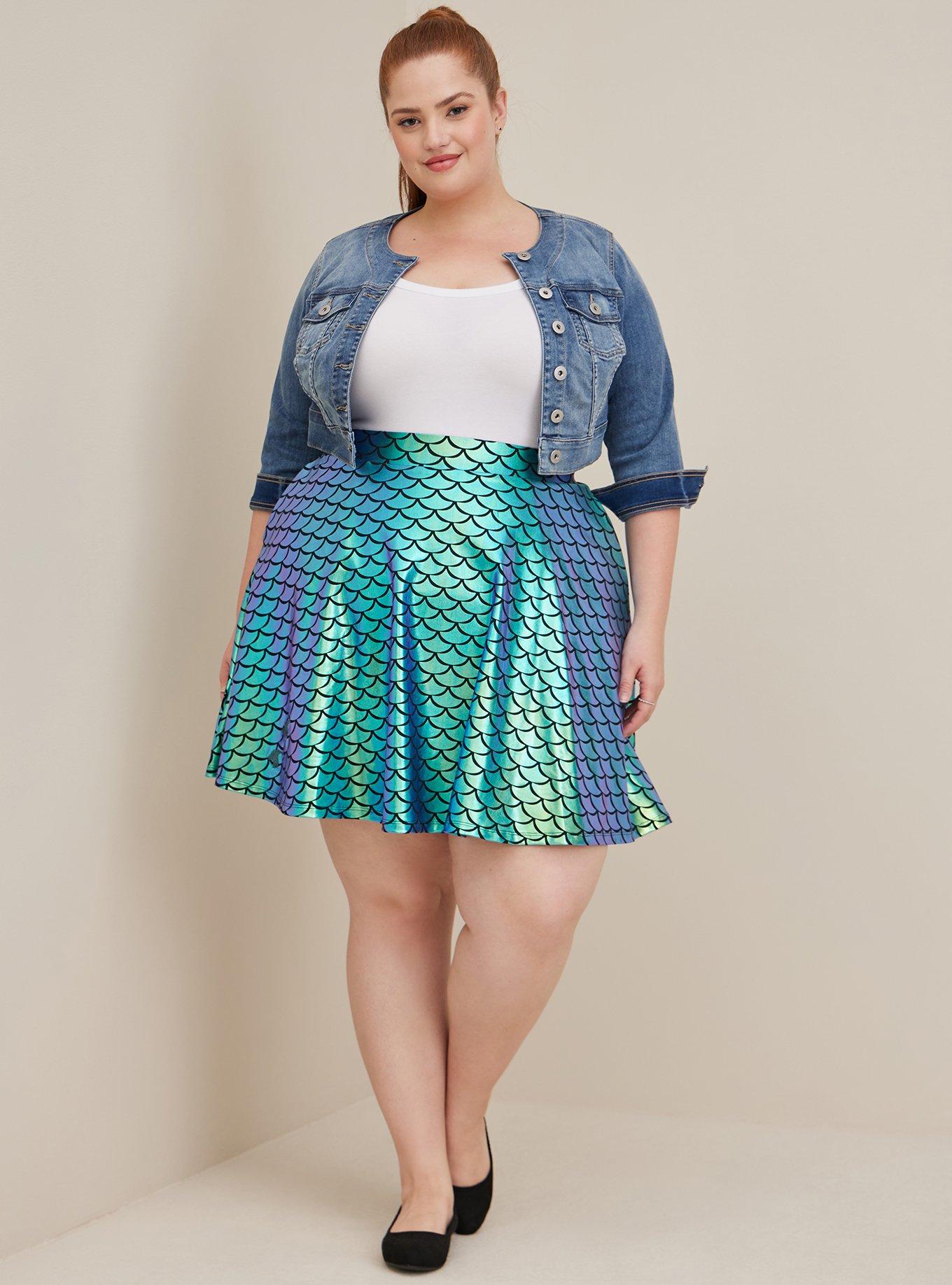 Plus size shop teal skater skirt