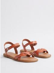 Plus Size Ankle Strap Braided Sandal (WW), COGNAC, hi-res