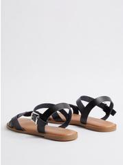 Plus Size Ankle Strap Braided Sandal (WW), BLACK, alternate