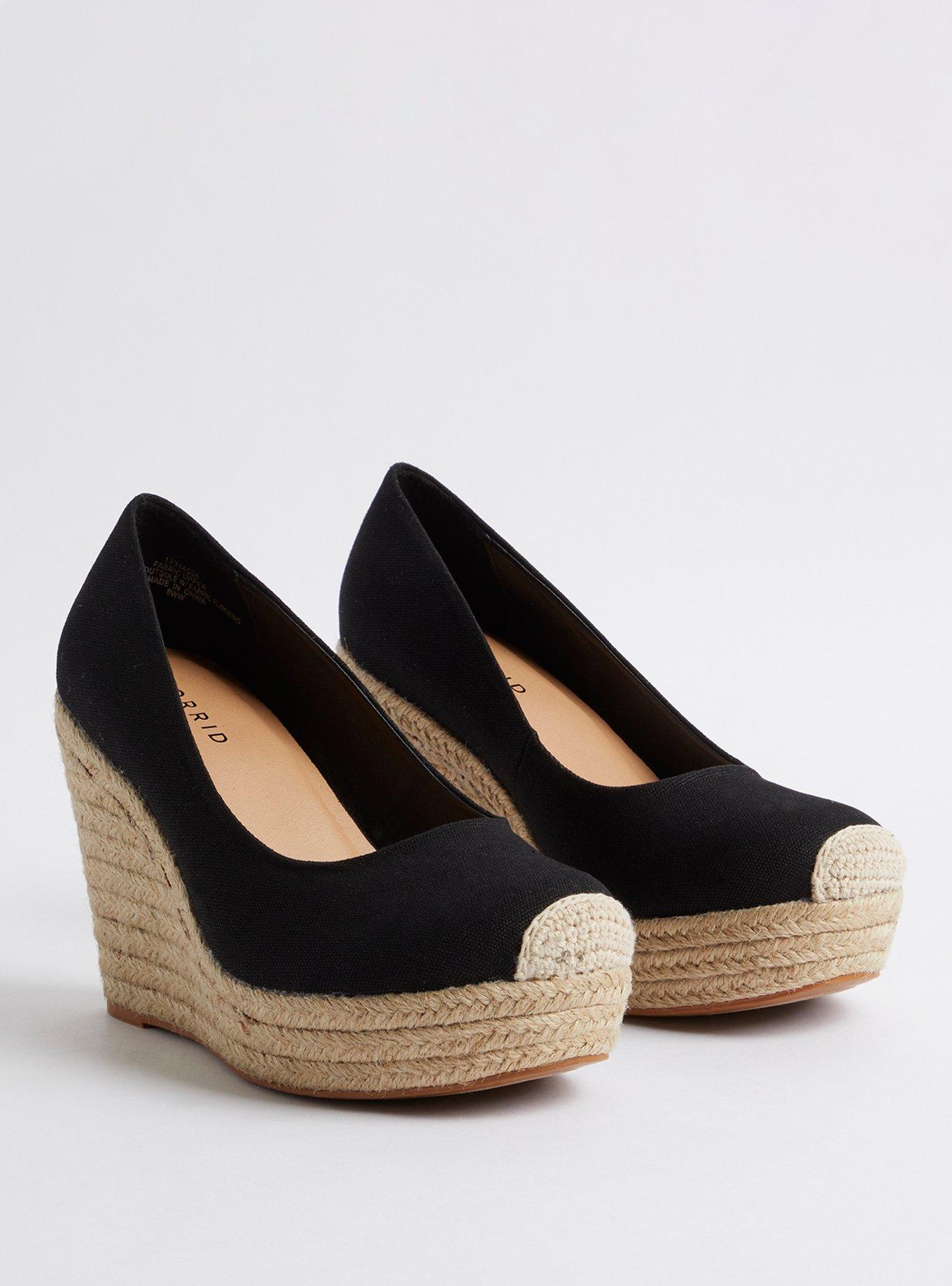 Plus Size Closed Toe Espadrille Wedge Black (WW) Torrid