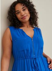 Mini Textured Rayon Shirt Dress, NAUTICAL BLUE BLUE, alternate