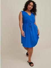 Mini Textured Rayon Shirt Dress, NAUTICAL BLUE BLUE, hi-res