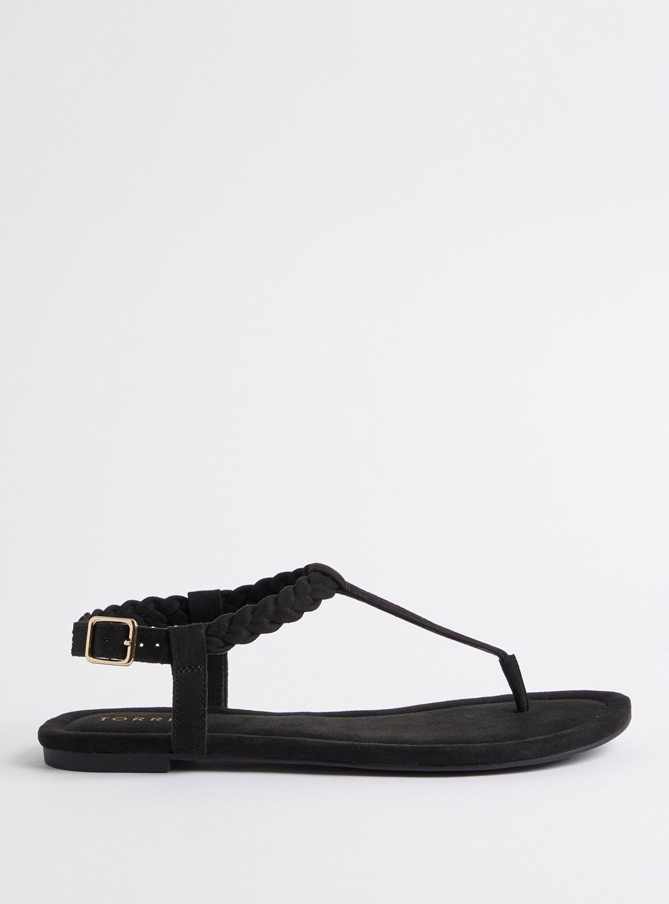 Braided T-Strap Sandal (WW), BLACK, alternate