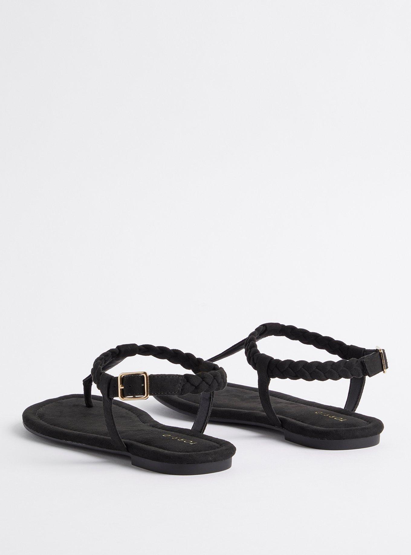 Braided T-Strap Sandal (WW), BLACK, alternate