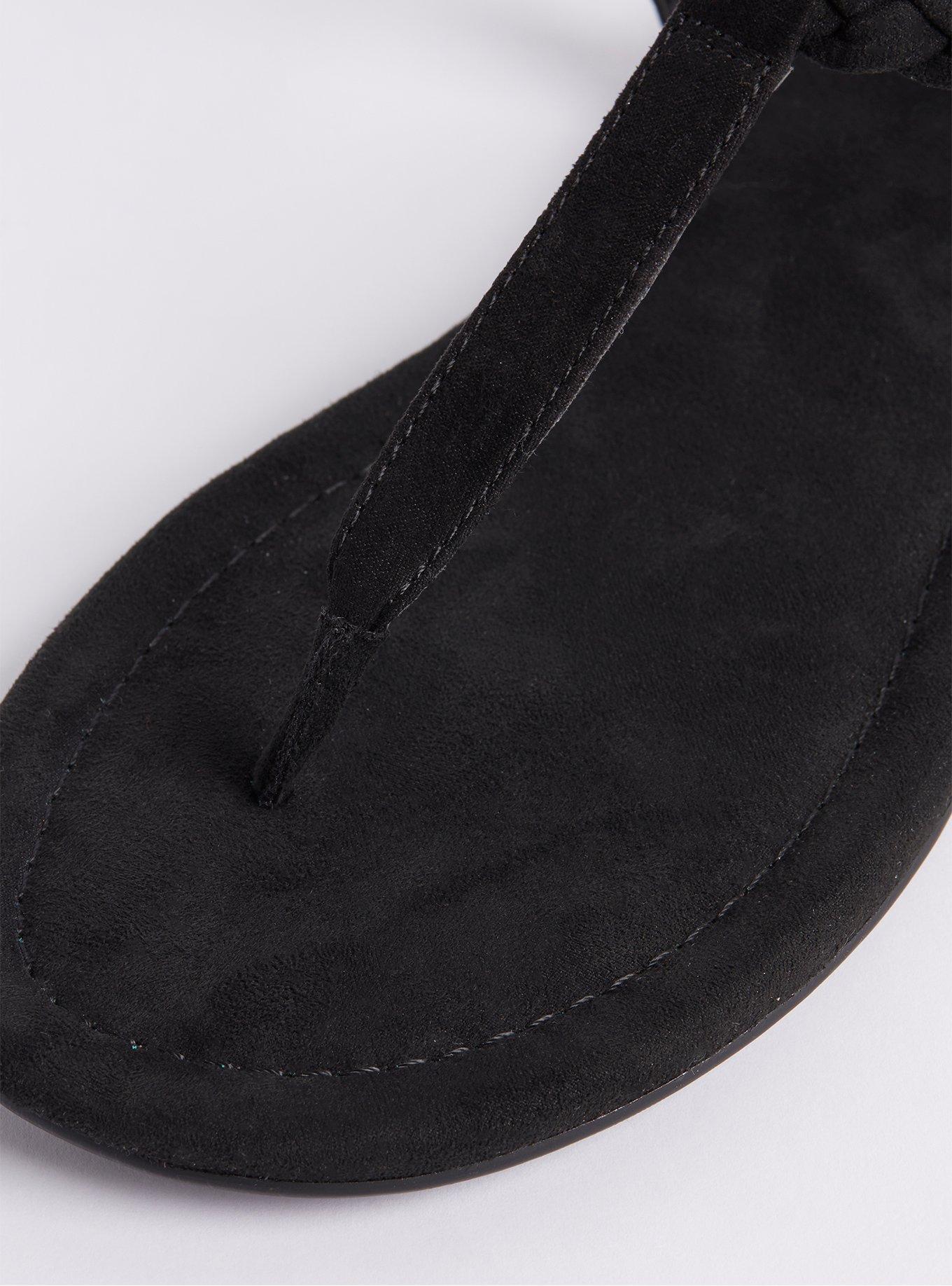 Braided T-Strap Sandal (WW), BLACK, alternate