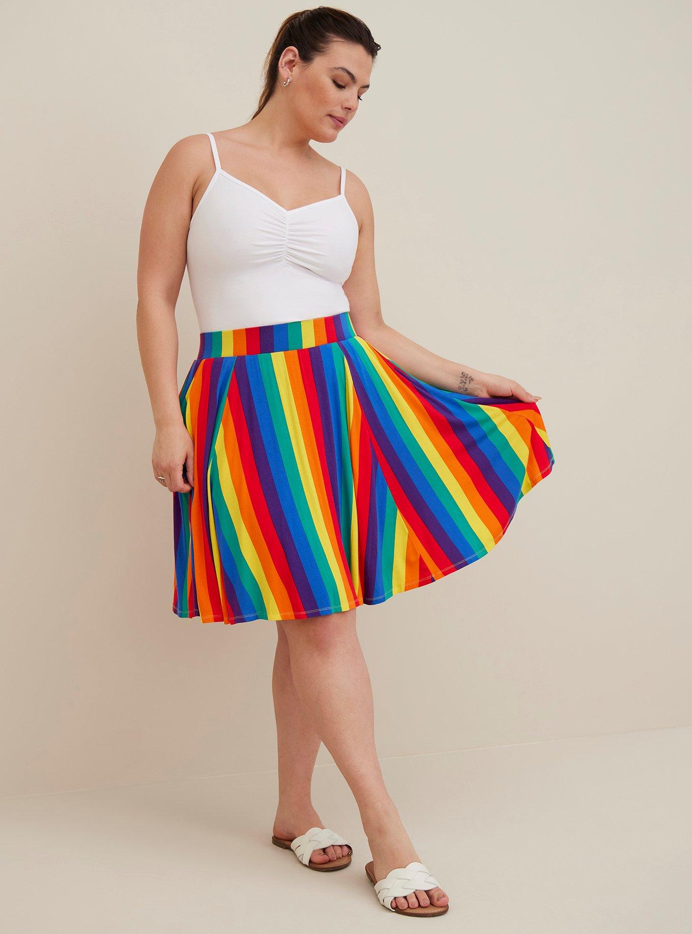 Rainbow plus size skirts hotsell