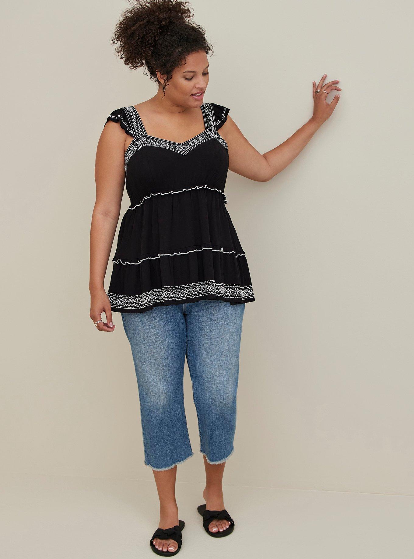 Plus Size - Crinkle Gauze Embroidered Top - Torrid
