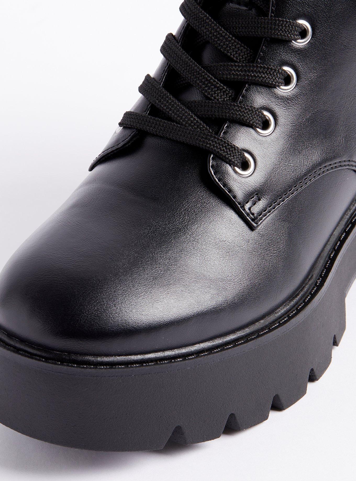 Plus Size Mini Pouch Combat Bootie (WW), BLACK, alternate
