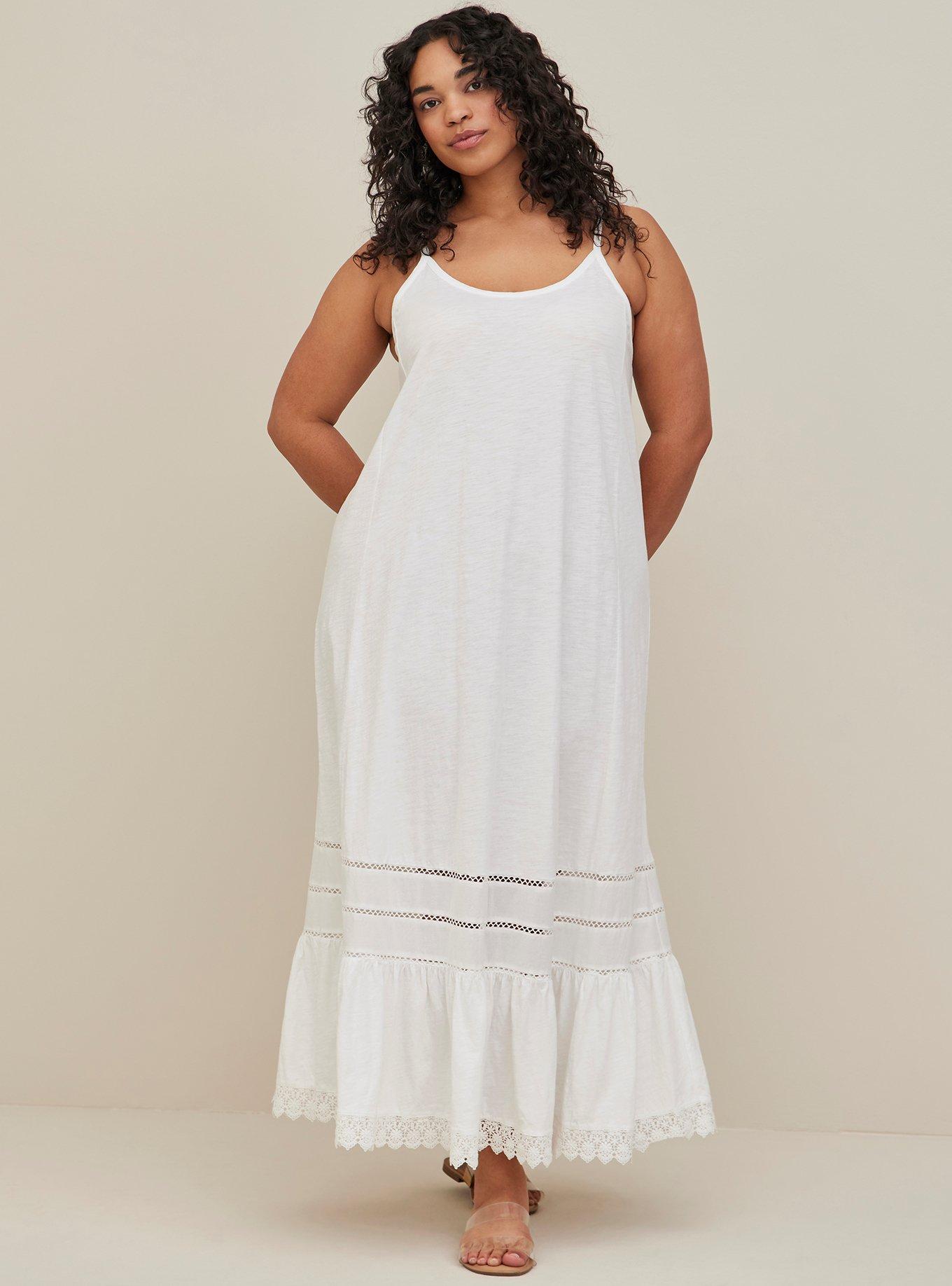 White crochet trim store maxi cover up