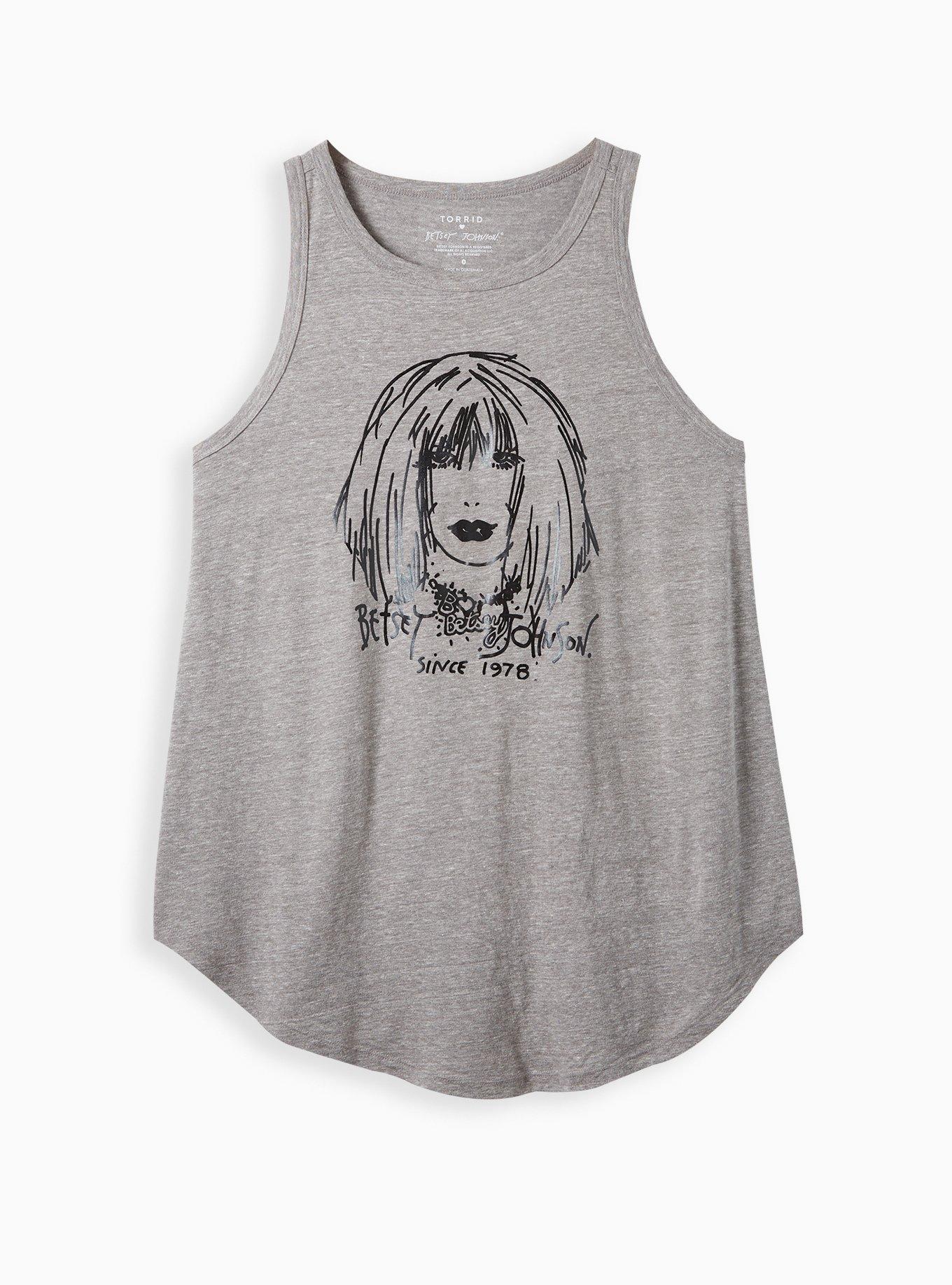 Betsey Johnson Tank - Triblend Jersey Betsey Face Grey, , hi-res
