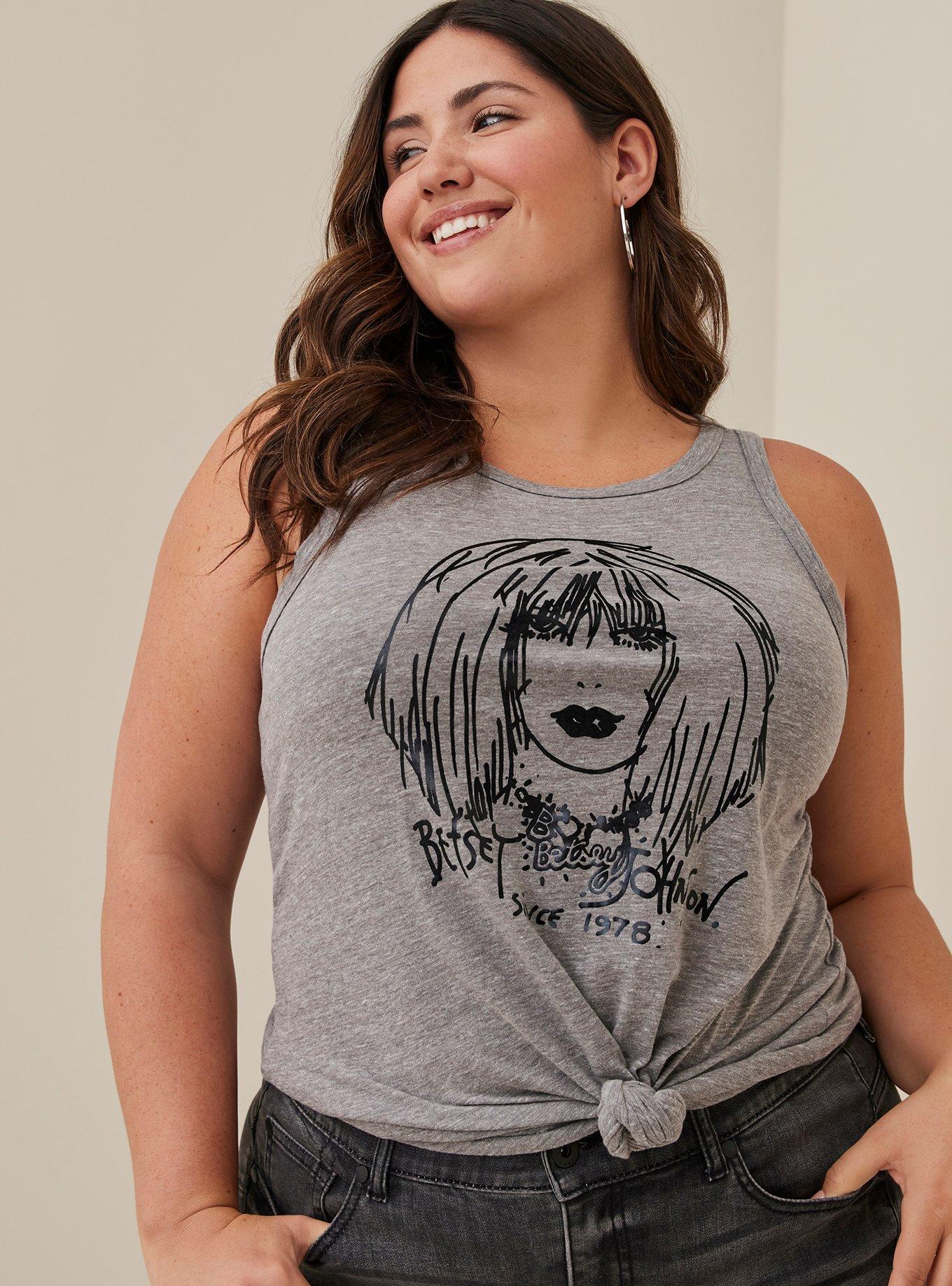 Betsey Johnson Tank - Triblend Jersey Betsey Face Grey, , hi-res