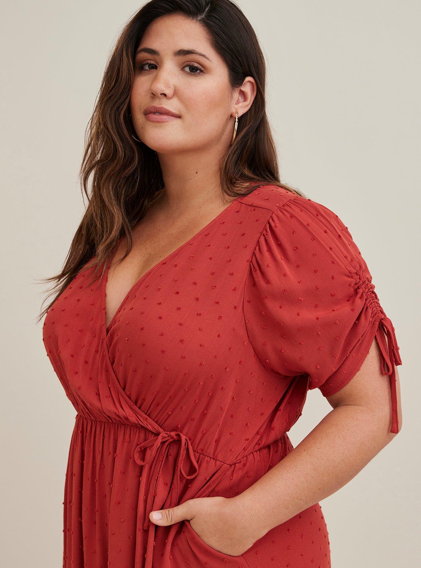 Plus Size - Midi Swiss Linen Surplice Dress - Torrid