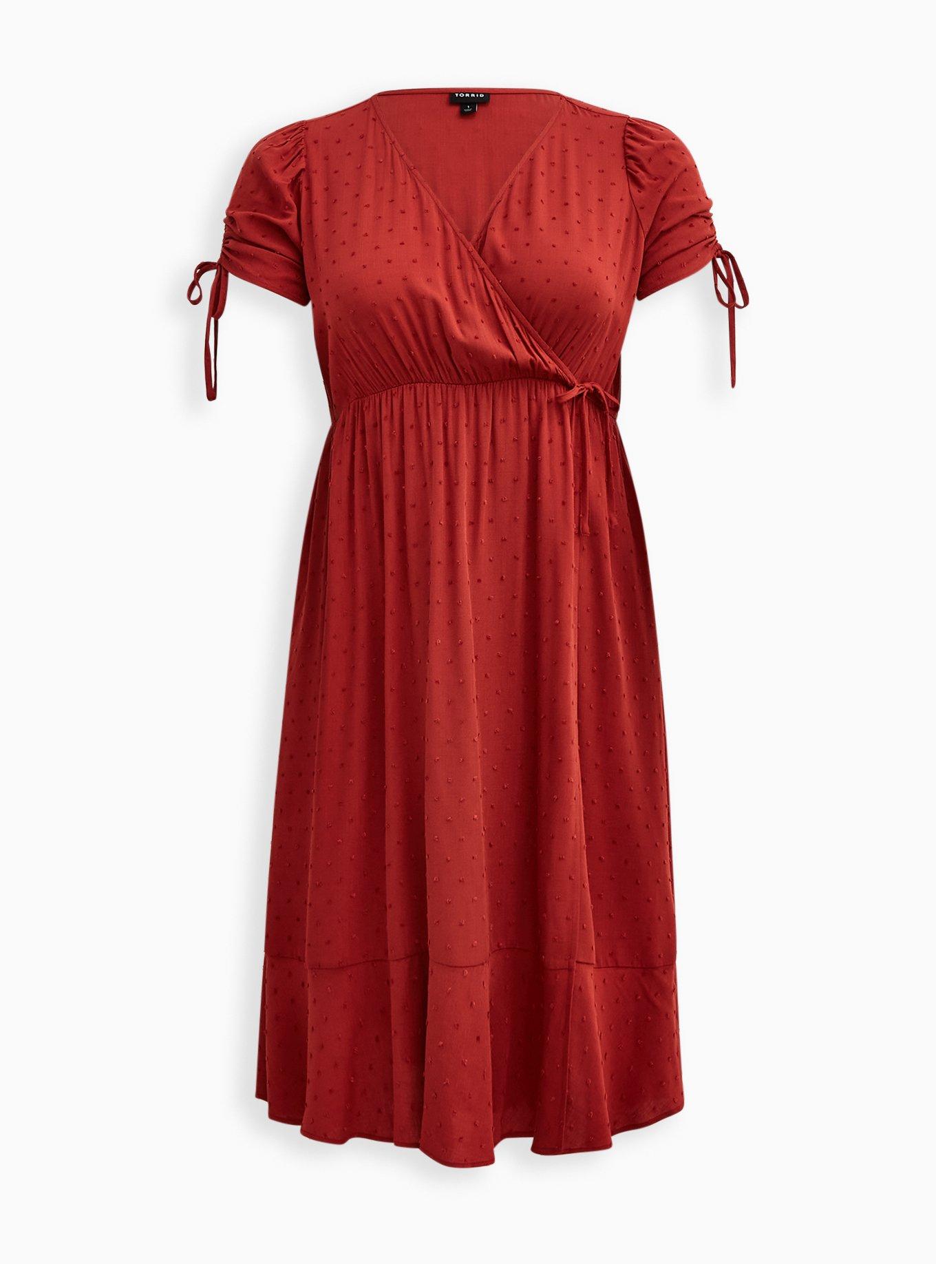Plus Size - Midi Swiss Linen Surplice Dress - Torrid