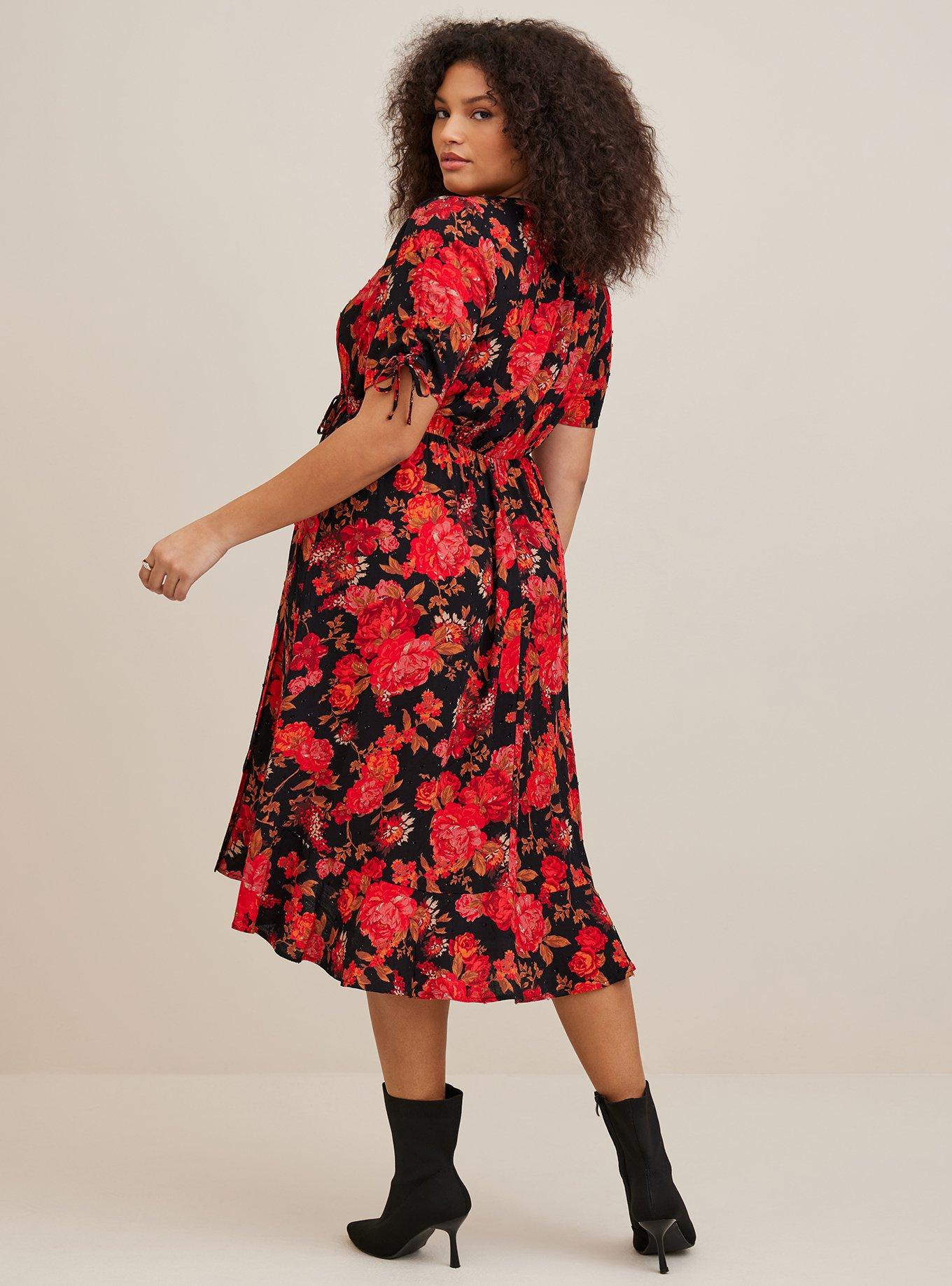 Plus Size - Midi Swiss Linen Surplice Dress - Torrid