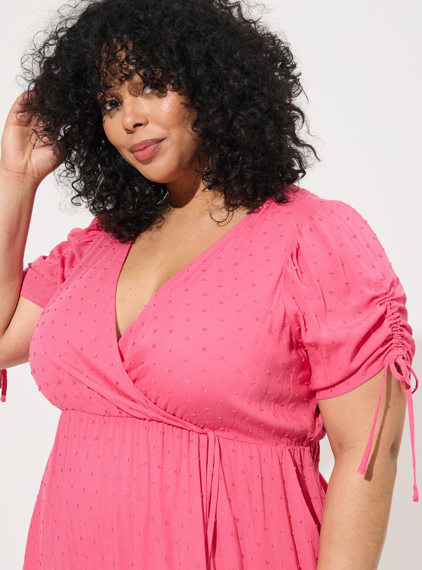 Plus Size - Midi Swiss Linen Surplice Dress - Torrid