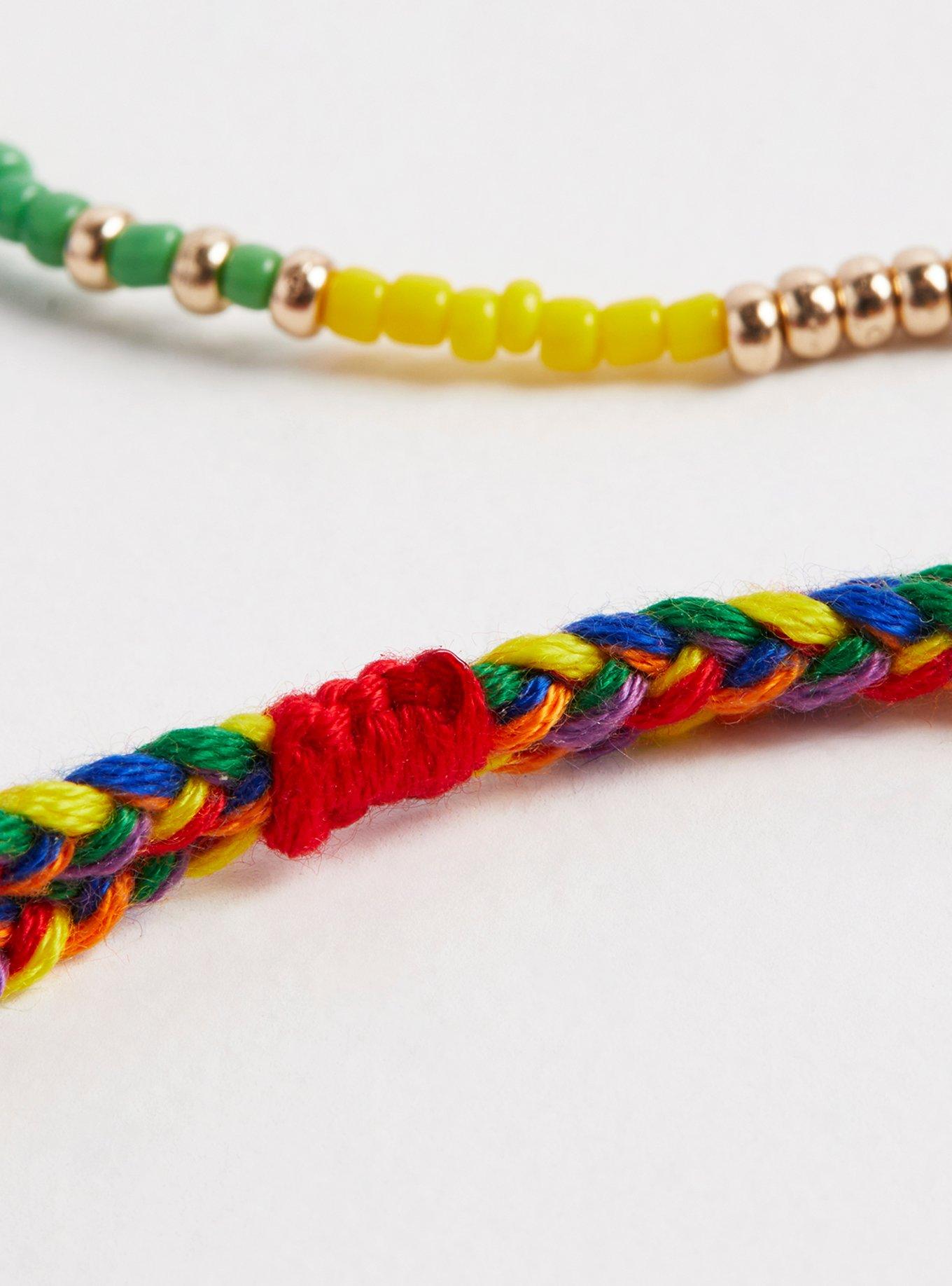 Plus Size Always Proud Rainbow Beaded Stretch Bracelets Set of 5, MULTI, alternate