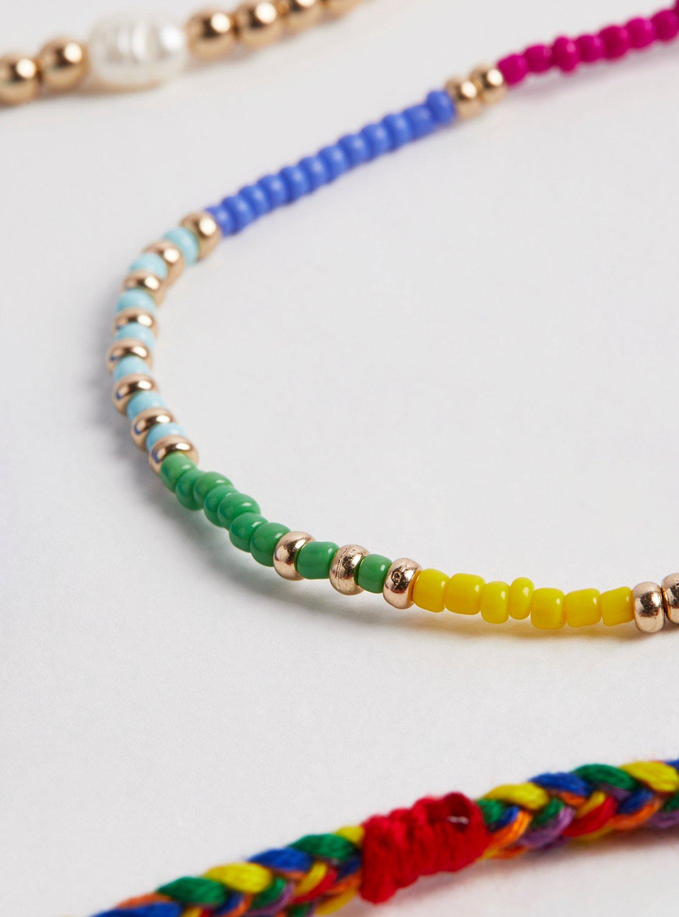 Plus Size Always Proud Rainbow Beaded Stretch Bracelets Set of 5, MULTI, alternate