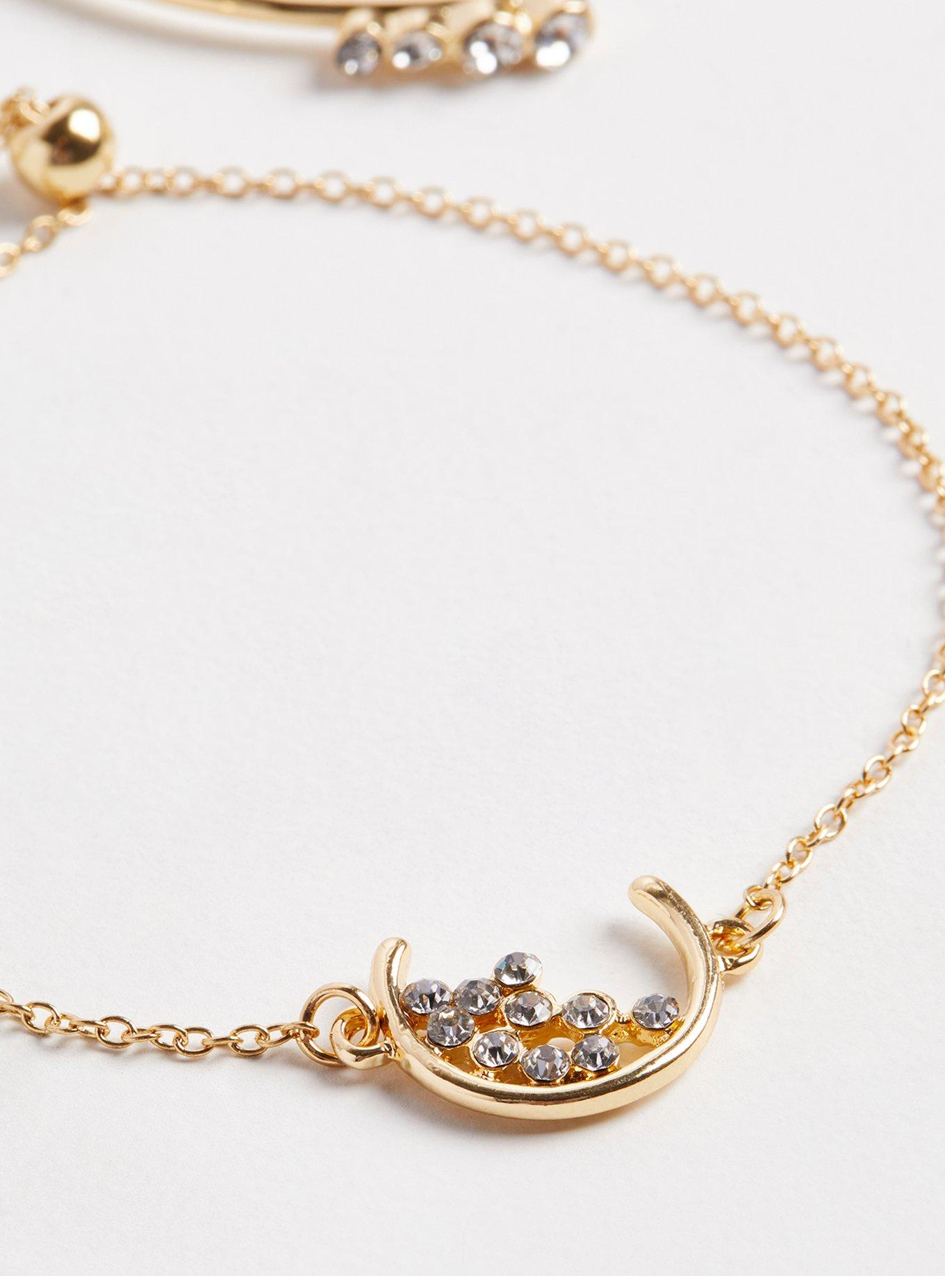 Plus Size Rhinestone Bangle Set - Gold Tone, GOLD, alternate