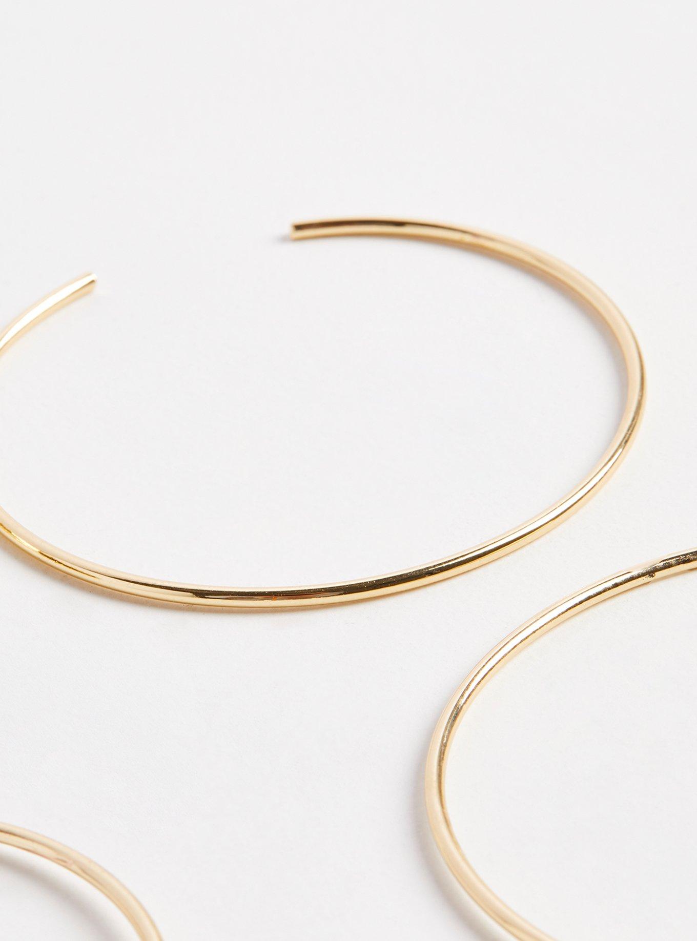 Plus Size Rhinestone Bangle Set - Gold Tone, GOLD, alternate